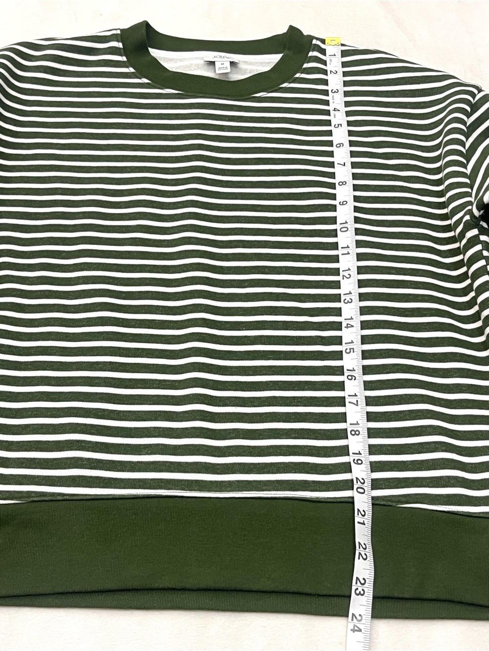 J.Crew Women's Striped Crewneck Sweater in Dark Green and White Size Medium - Picture 11 of 16